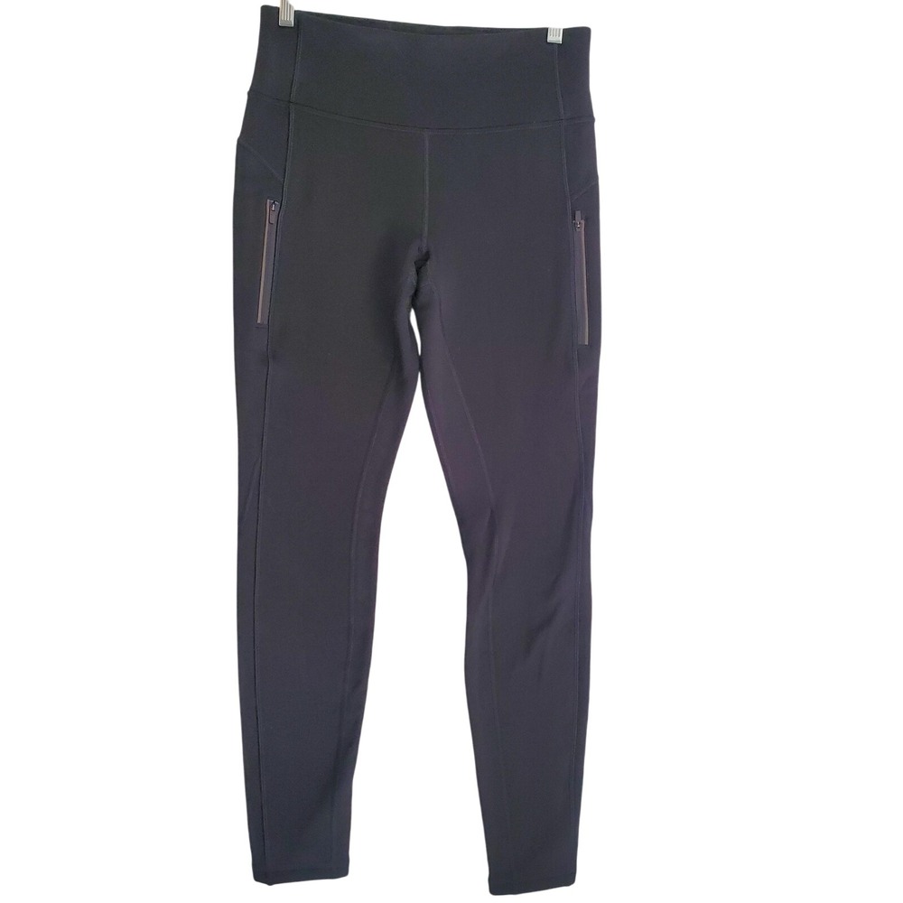 Athleta Leggings‎ Womens Medium Black High Rise Zip Pockets Athletic Running